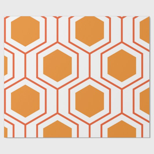Hexagon abstract geometrical pattern in orange and geschenkpapier (Flach)