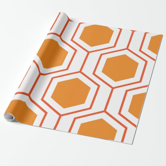 Hexagon abstract geometrical pattern in orange and geschenkpapier (Ungerollt)