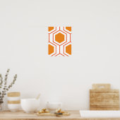Hexagon abstract geometrical pattern in orange and poster (Küche)