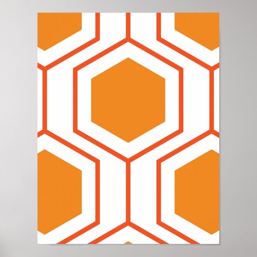 Hexagon abstract geometrical pattern in orange and poster (Vorne)