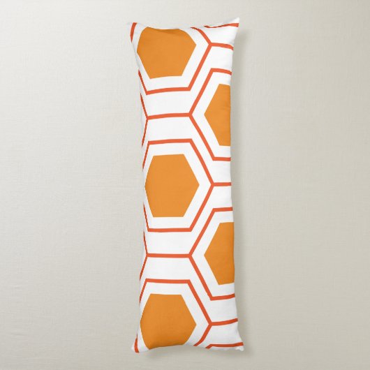 Hexagon abstract geometrical pattern in orange and seitenschläferkissen (Rückseite (Vertikal))