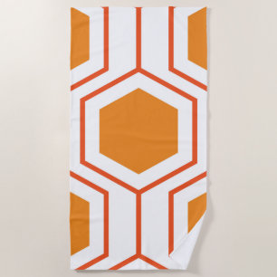 Hexagon abstract geometrical pattern in orange and strandtuch