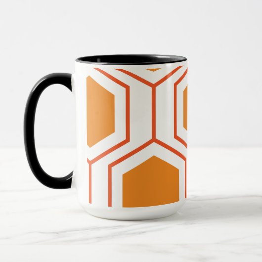 Hexagon abstract geometrical pattern in orange and tasse (Links)