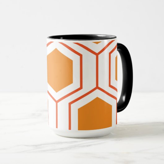 Hexagon abstract geometrical pattern in orange and tasse (VorderseiteRechts)