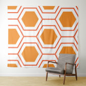 Hexagon abstract geometrical pattern in orange and wandteppich (Beispiel (Horizontal))