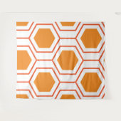 Hexagon abstract geometrical pattern in orange and wandteppich (Vorderseite (Horizontal))