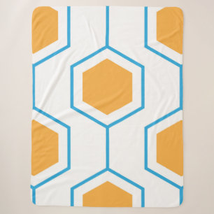 Hexagon abstract geometrical pattern in orange blu sherpadecke