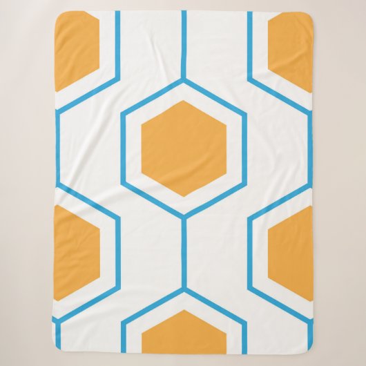 Hexagon abstract geometrical pattern in orange blu sherpadecke (Vorderseite)