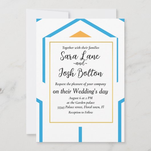 Hexagon abstraktes geometrisches Muster in orangef Einladung (Vorderseite)