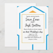 Hexagon abstraktes geometrisches Muster in orangef Einladung (Vorne/Hinten)