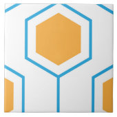 Hexagon abstraktes geometrisches Muster in orangef Fliese (Vorderseite)