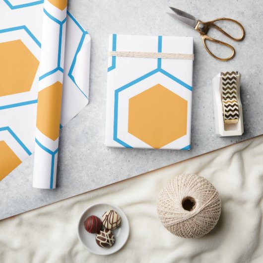 Hexagon abstraktes geometrisches Muster in orangef Geschenkpapier (Basteln)