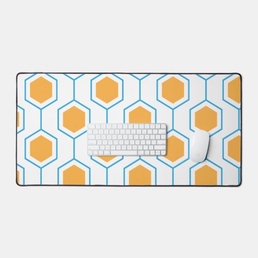 Hexagon abstraktes geometrisches Muster in orangef Schreibtischunterlage (Tastatur & Maus)