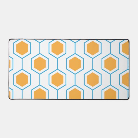 Hexagon abstraktes geometrisches Muster in orangef Schreibtischunterlage (Vorderseite)