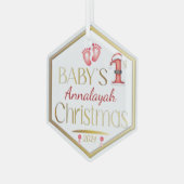 Hexagon Baby 1. Weihnachts Personalisiert Keepake  Ornament Aus Glas (Vorderseite Links)