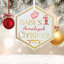 Hexagon Baby 1. Weihnachts Personalisiert Keepake
