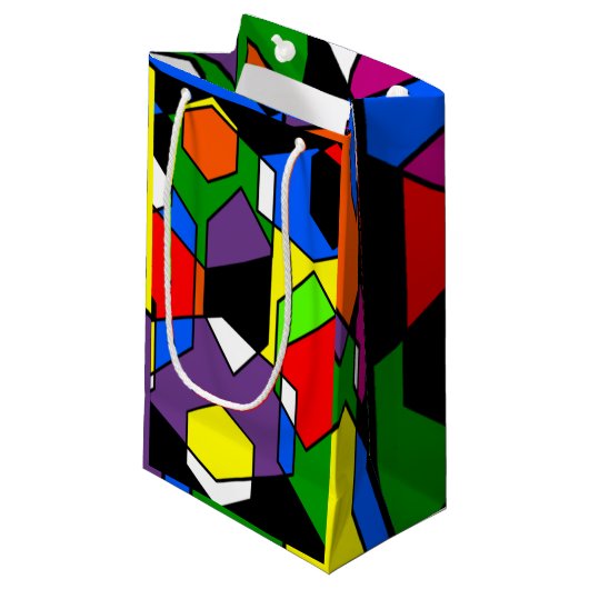 Hexagon Bauhaus Kleine Geschenktüte (Vorderseite Schrägansicht)