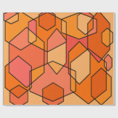 Hexagon Bauhaus - Orange Geschenkpapier (Flach)