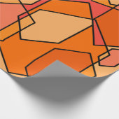 Hexagon Bauhaus - Orange Geschenkpapier (Ecke)