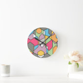 Hexagon Bauhaus - Pastels Runde Wanduhr (Zuhause)