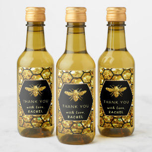 Hexagon-Biene danke Weinetikett