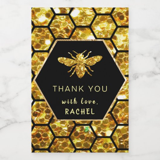 Hexagon-Biene danke Weinetikett (Einzelnes Label)