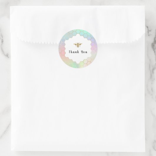 Hexagon-Bienenlogo Danke Runder Aufkleber (Tasche)