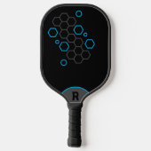 Hexagon Black Gray Blue Personalisiert Pickleball Schläger (Rückseite)