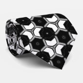 Hexagon Black & White Fashion Nacken Tie Krawatte (Gerollt)