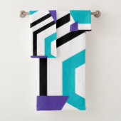 Hexagon-Blau-lila Badhandtuch Set (Insitu)