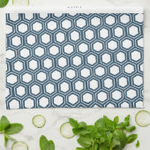 Hexagon Blaues Minimalmuster Geschirrtuch (Gefaltet)