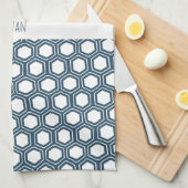 Hexagon Blaues Minimalmuster Geschirrtuch (Viertel Falte)