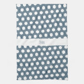 Hexagon Blaues Minimalmuster Geschirrtuch (Vertikal)