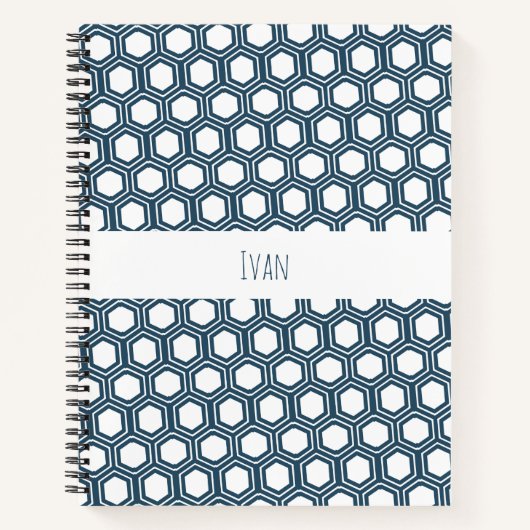 Hexagon Blaues Minimalmuster Notizblock (Vorderseite)