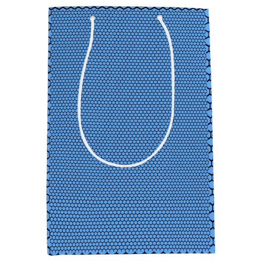 Hexagon Blue Black Pattern Mittlere Geschenktüte (Vorderseite)