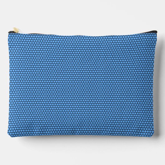 Hexagon Blue Black Pattern Zubehörtasche (Vorderseite)