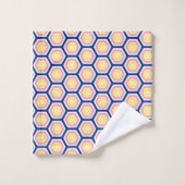 Hexagon-Blume-Muster blau pinkgelb Badhandtuch Set (Waschlappen)