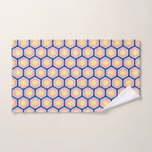 Hexagon-Blume-Muster blau pinkgelb Badhandtuch Set (Handtuch)