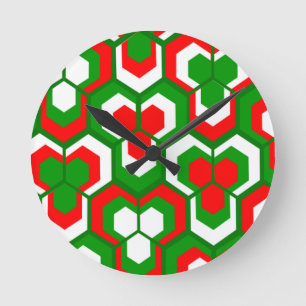 Hexagon-Blume  Runde Wanduhr