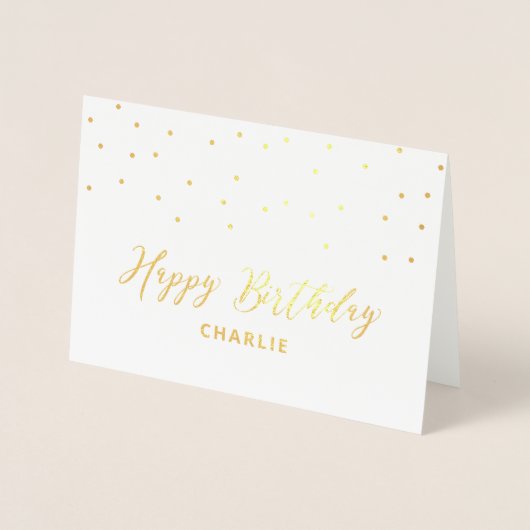 Hexagon Confetti Stylish Custom Happy Birthday Foi Folienkarte (Vorderseite)