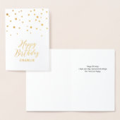 Hexagon Confetti Stylish Custom Happy Birthday Folienkarte (Anzeige)
