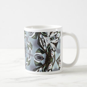 Hexagon des Dschungel-Blätter und der tropischen Kaffeetasse