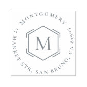 Hexagon | Erstmalige Familienname Runde Rücksendea Permastempel (Design)