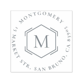 Hexagon | Erstmalige Familienname Runde Rücksendea Permastempel