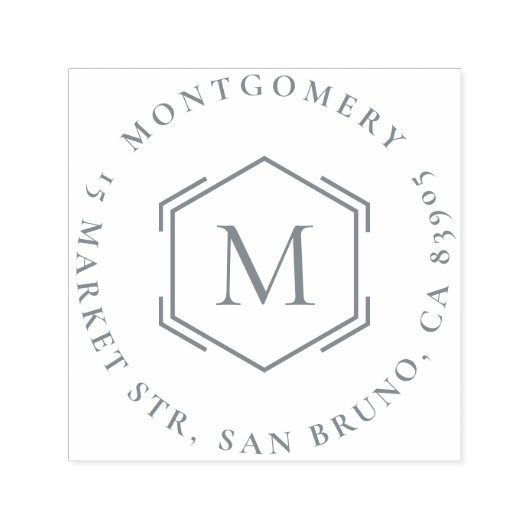 Hexagon | Erstmalige Familienname Runde Rücksendea Permastempel (Design)