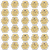 Hexagon-förmiges Honigetikett mit gelber Biene Aufkleber (Vorderseite)