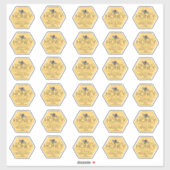 Hexagon-förmiges Honigetikett mit gelber Biene Aufkleber (Blatt)