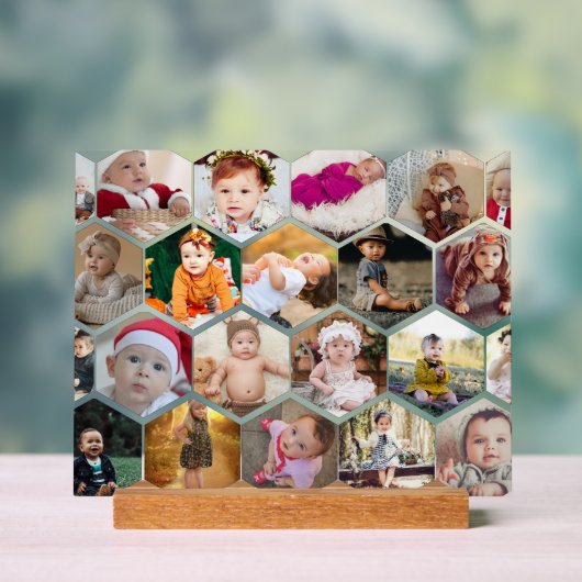 Hexagon Foto Collage Acrylschild (Neutral)