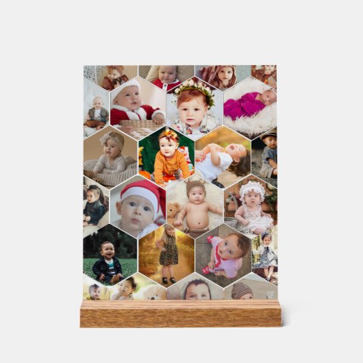 Hexagon Foto Collage Acrylschild (Vorderseite)