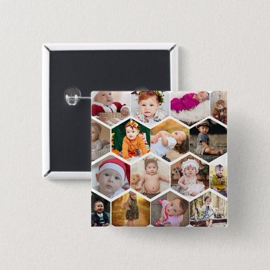 Hexagon Foto Collage Button (Vorne & Hinten)